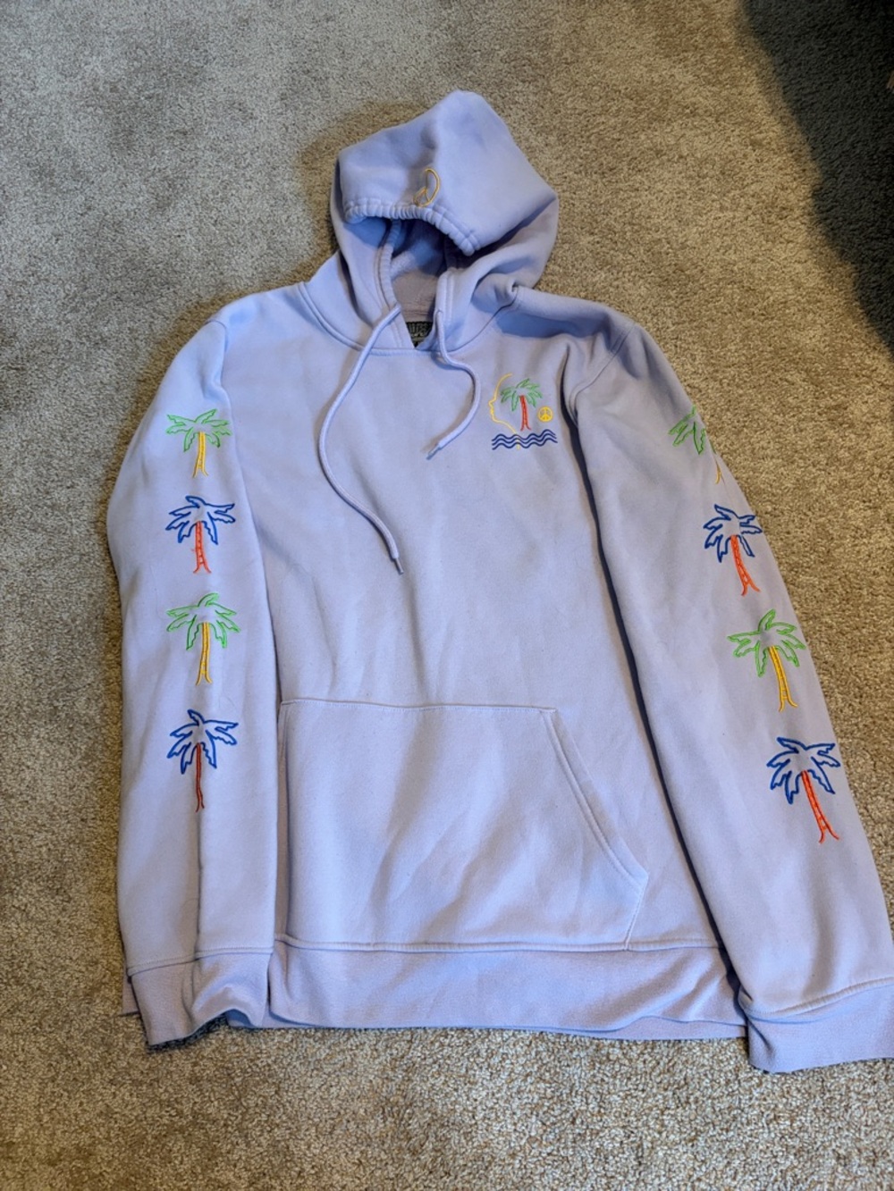 Brooklyn Cloth Lavender Hoodie with Colorful Palm Embroidery